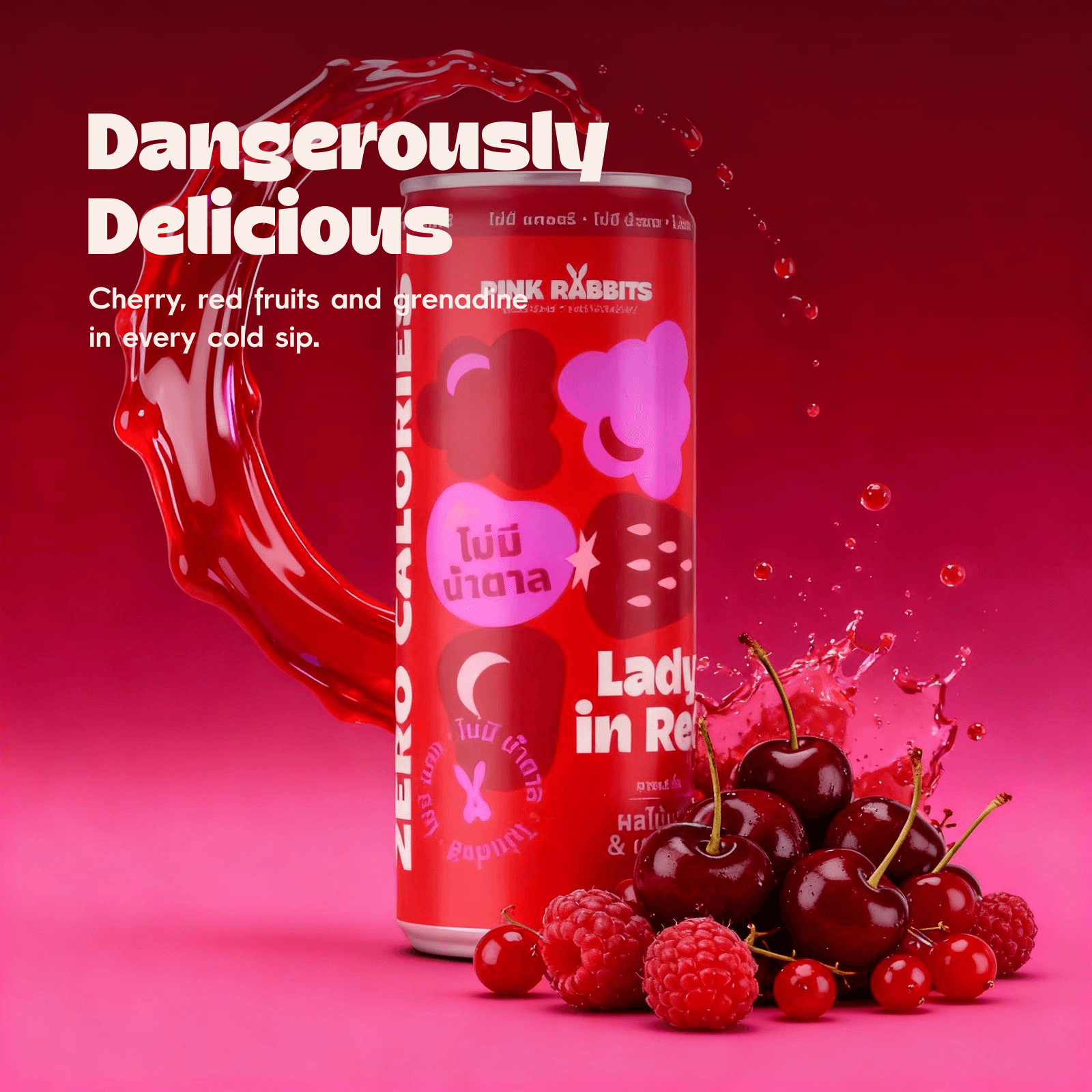 Chilled Lady in Red can with a grenadine splash and fresh red fruits — Dangerously Delicious