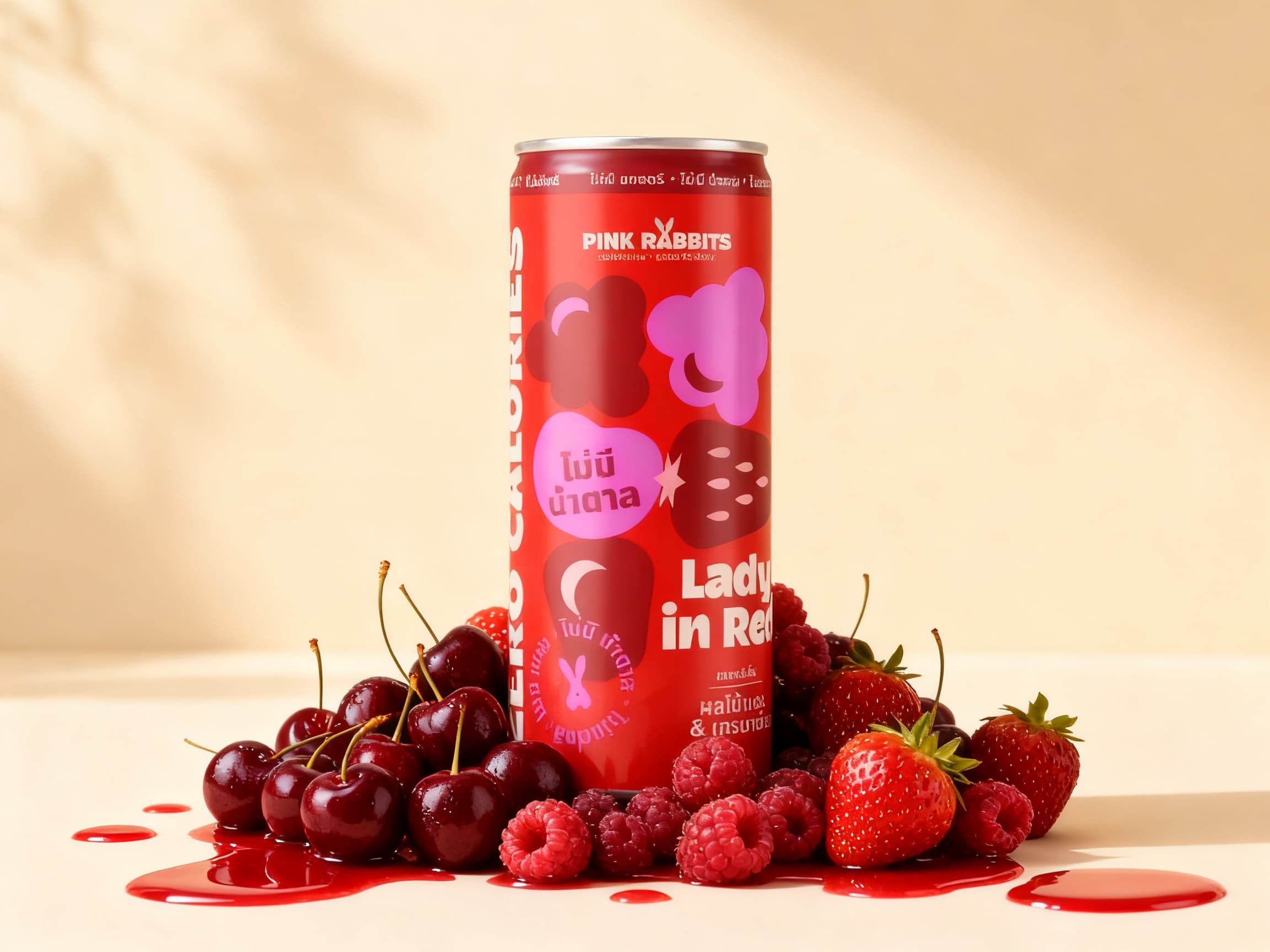 Lady in Red can in fresh red fruits • cherry • grenadine